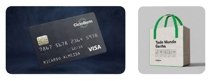Cartão CicloBem Visa e ecobag de recompensas