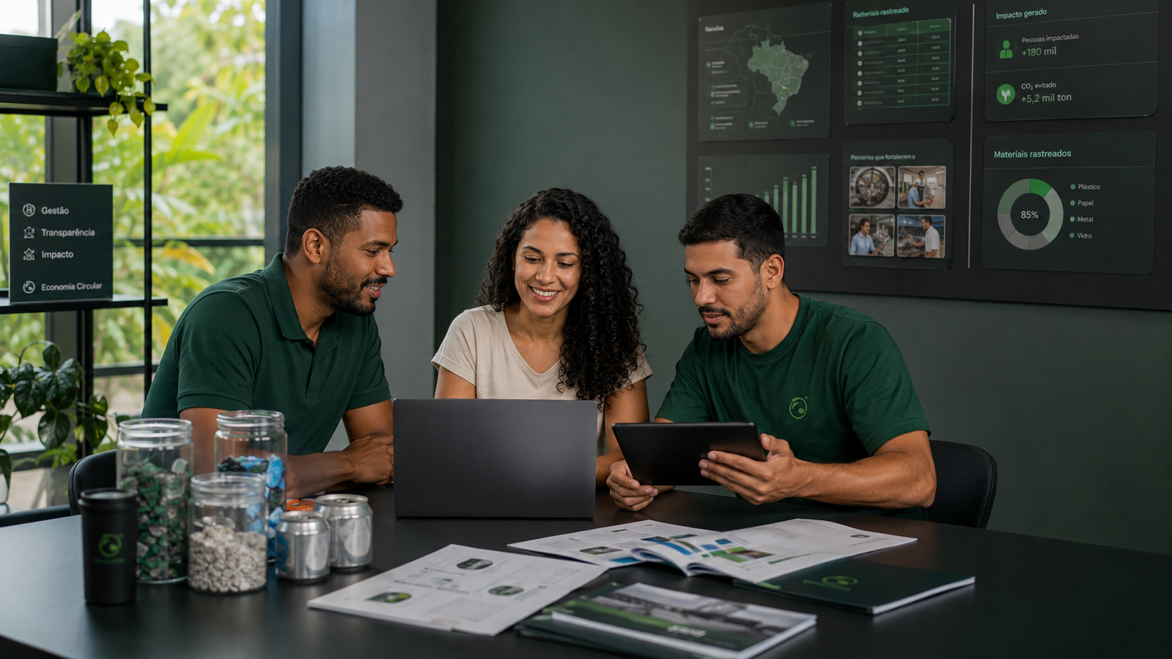 Equipe analisando dados e relatórios de impacto da operação CicloBem