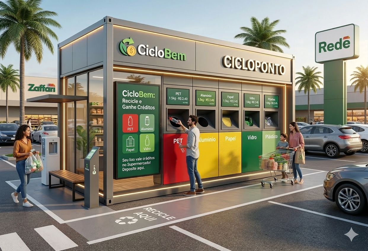 CicloPonto em estacionamento de shopping